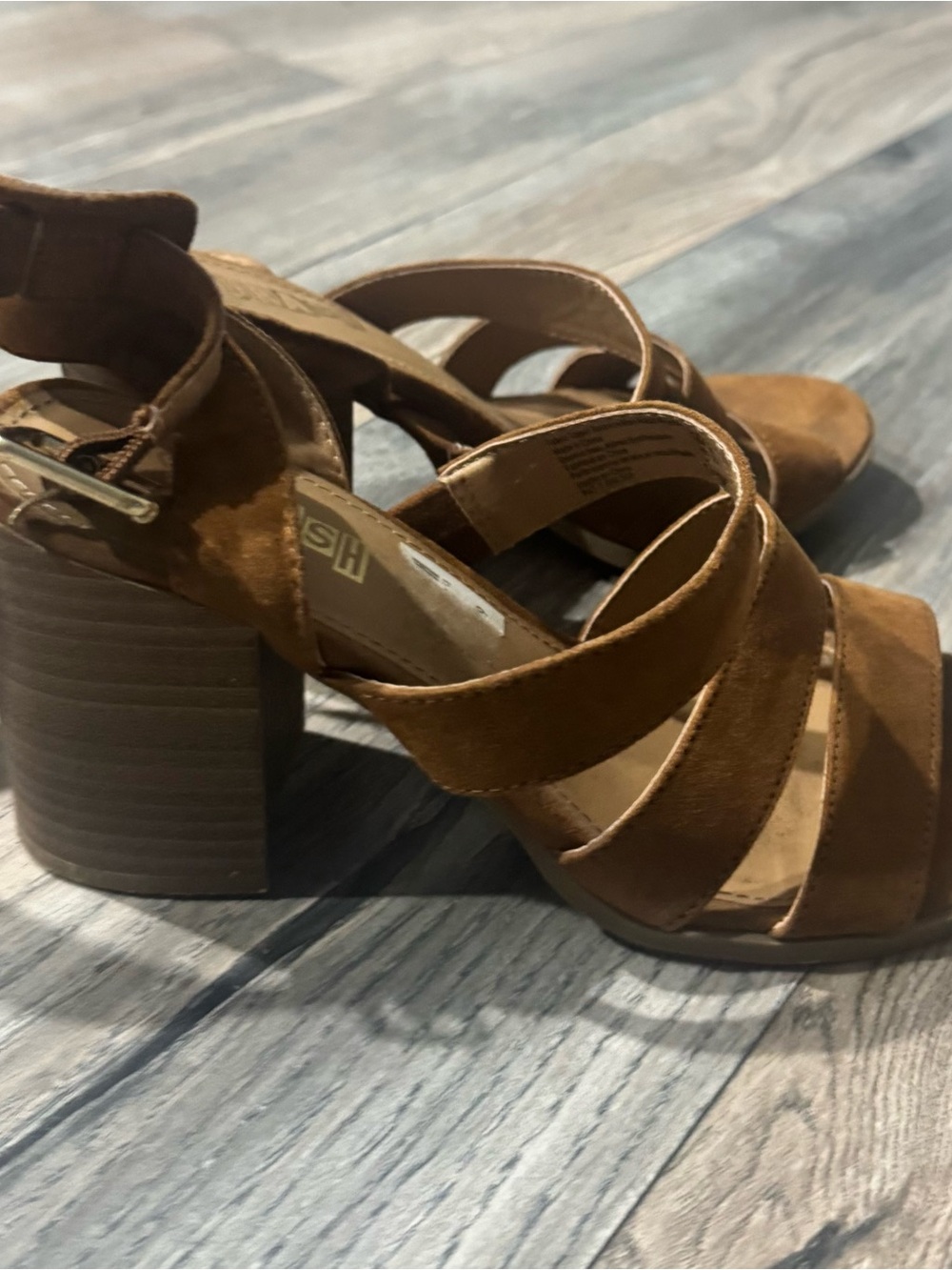 Brown Suede Block Heel Sandals - Brown